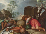 ₴ Картина бытового жанра художника от 199 грн.: Пейзаж с пастухами и дьяволом, сеющим плевелы