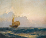 ₴ Картина морской пейзаж художника от 220 грн.: Корабль в сумерках