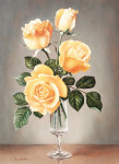 ₴ Картина натюрморт художника от 170 грн.: Желтые розы в стеклянной вазе