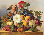 ₴ Картина натюрморт художника от 210 грн.: Натюрморт с миской фруктов и орехов