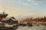 ₴ Картина пейзаж художника от 179 грн.: Зимний пейзаж с фигурами