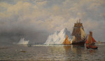 ₴ Картина морской пейзаж художника от 164 грн.: Китобойное судно и рыболовные суда у побережья Лабрадора