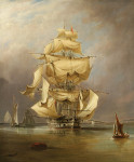 ₴ Картина морской пейзаж художника от 197 грн.: Английский военный корабль "Азия" снимает паруса
