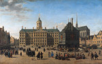 ₴ Репродукция городской пейзаж от 205 грн.: Рыночная площадь в Амстердаме