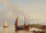 ₴ Картина морской пейзаж художника от 194 грн.: Парусные суда в устье реки