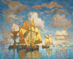 ₴ Картина морской пейзаж художника от 215 грн.: Рыбацкие лодки в лагуне, Венеция