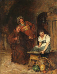 ₴ Картина бытового жанра художника от 214 грн.: Молодая служанка, монах и ландскнехт в подвале монастыря