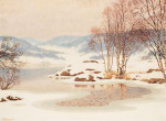 ₴ Картина пейзаж художника от 235 грн.: Снег на замерзшем озере