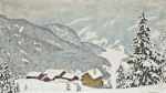 ₴ Картина пейзаж художника от 187 грн.: Ферма в зимнем пейзаже