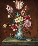 ₴ Репродукція картини натюрморт від 232 грн.: Тюльпани, нарциси та півонії на кам'яній плиті