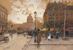 ₴ Репродукція міський краєвид від 293 грн.: Паризька вулична сцена з видом на Пантеон