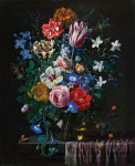 ₴ Купить натюрморт художника от 237 грн.: Розы, тюльпан, гибискус и ежевика
