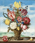 ₴ Репродукция натюрморт от 237 грн.: Букет цветов на выступе на фоне пейзажа