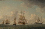 ₴ Картина морской пейзаж художника от 179 грн.: Английский корабль под парусом в очень легком бризе
