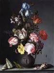 ₴ Репродукция картины натюрморт от 196 грн.: Натюрморт с цветами в вазе, ракушки и кузнечек
