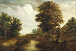 ₴ Картина пейзаж відомого художника от 150 грн.: Лісистий пейзаж із селянами