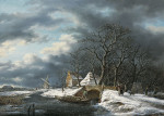 ₴ Картина пейзаж відомого художника від 173 грн.: Зимовий пейзаж із збирачем деревини та фермером на човні