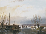 ₴ Картина пейзаж відомого художника від 182 грн.: Зимовий пейзаж з фігуристами і торгова палатка