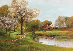 ₴ Картина пейзаж пейзаж известного художника от 173 грн: Весенний пейзаж с утиным прудом