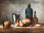 ₴ Картина натюрморт відомого художника від 189 грн.: Севільський апельсин, срібний кубок, Кріпс пинк яблука, груша і дві пляшки