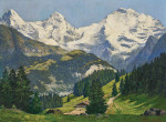 ₴ Картина пейзаж художника от 184 грн.: Вид на горный массив Юнгфрау