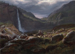 ₴ Картина пейзаж известного художника от 180 грн.: Вид на Фейге водопад в Лустерфьорд