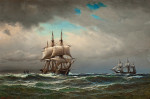⚓Картина морской пейзаж художника от 170 грн.: Корабли в море