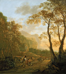 ₴ Картина пейзаж известный художника от 213 грн.: Пейзаж с отдыхающими путешественниками и повозкой запряженной волами