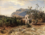 ₴ Картина пейзаж художника от 194 грн.: Вид на Капри с руинами виллы императора Тиберия на заднем плане