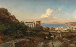 ₴ Картина пейзаж художника от 161 грн.: Вид на залив Сорренто с Сант’Аньелло на фоне Везувия