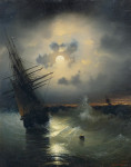 ₴ Купити картину море відомого художника від 194 грн.: Вітрильник у відкритому морі при світлі місяця