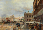 ₴ Картина міський пейзаж художника від 175 грн.: Венеція, вид на Пьяццетти, з Бібліотекою Марциана, Санта Марія делла Салюте і догани