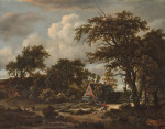 ₴ Картина пейзаж известного художника от 194 грн.: Лесной пейзаж с хижиной и всадником