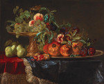 ₴ Картина натюрморт відомого художника від 199 грн.: Натюрморт з фруктів з позолоченою таззой