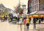 ₴ Картина міський пейзаж відомого художника від 180 грн.: Великі бульвари і ворота Сен-Дені, Париж