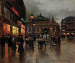 ₴ Картина міський пейзаж відомого художника від 203 грн.: Жвавий вечір перед Паризької оперою