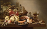 ₴ Картина натюрморт відомого художника від 174 грн.: Натюрморт з фруктами, шинкою і ремер