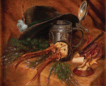 ₴ Картина натюрморт известного художника от 225 грн.: Охотничий натюрморт с оленьими рогами