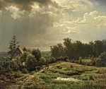 ₴ Купить картину пейзаж известного художника от 225 грн: Холмистый пейзаж с пасмурным небом