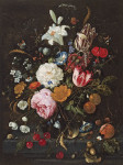 ₴ Картина натюрморт відомого художника від 166 грн.: Квіти в скляній вазі з фруктами