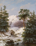 ₴ Картина пейзаж відомого художника від 209 грн.: Мисливці в гірському пейзажі