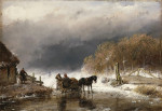 ₴ Картина пейзаж известного художника от 189 грн.: Фигуры и лошадь на льду
