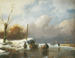 ₴ Картина пейзаж известного художника от 209 грн.: Фигуристы на замерзшей реке