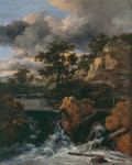 ₴ Репродукция пейзаж от 242 грн.: Холмистый пейзаж с водопадом