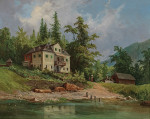 ₴ Картина пейзаж художника от 214 грн.: Лесная вилла у пруда