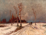 ₴ Репродукция пейзаж от 241 грн.: Зимняя дорога в оттепель
