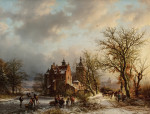 ₴ Картина пейзаж відомого художника від 204 грн.: Зимовий пейзаж з збирачами дров і фігуристами
