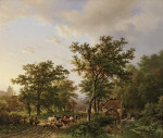 ₴ Картина пейзаж известного художника от 225 грн.: Пейзаж с водяной мельницей и пастухами