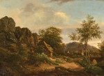 ₴ Картина пейзаж відомого художника від 199 грн.: Скельний пейзаж з хатинами