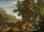 ₴ Репродукція краєвид від 346 грн.: Аркадійний пейзаж зі святими Петром і Іоанном, виліковує кульгавого